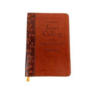 Jesus Calling 365 Day Devotional Deluxe Embossed Brown Leatherette S. Young NEW‎